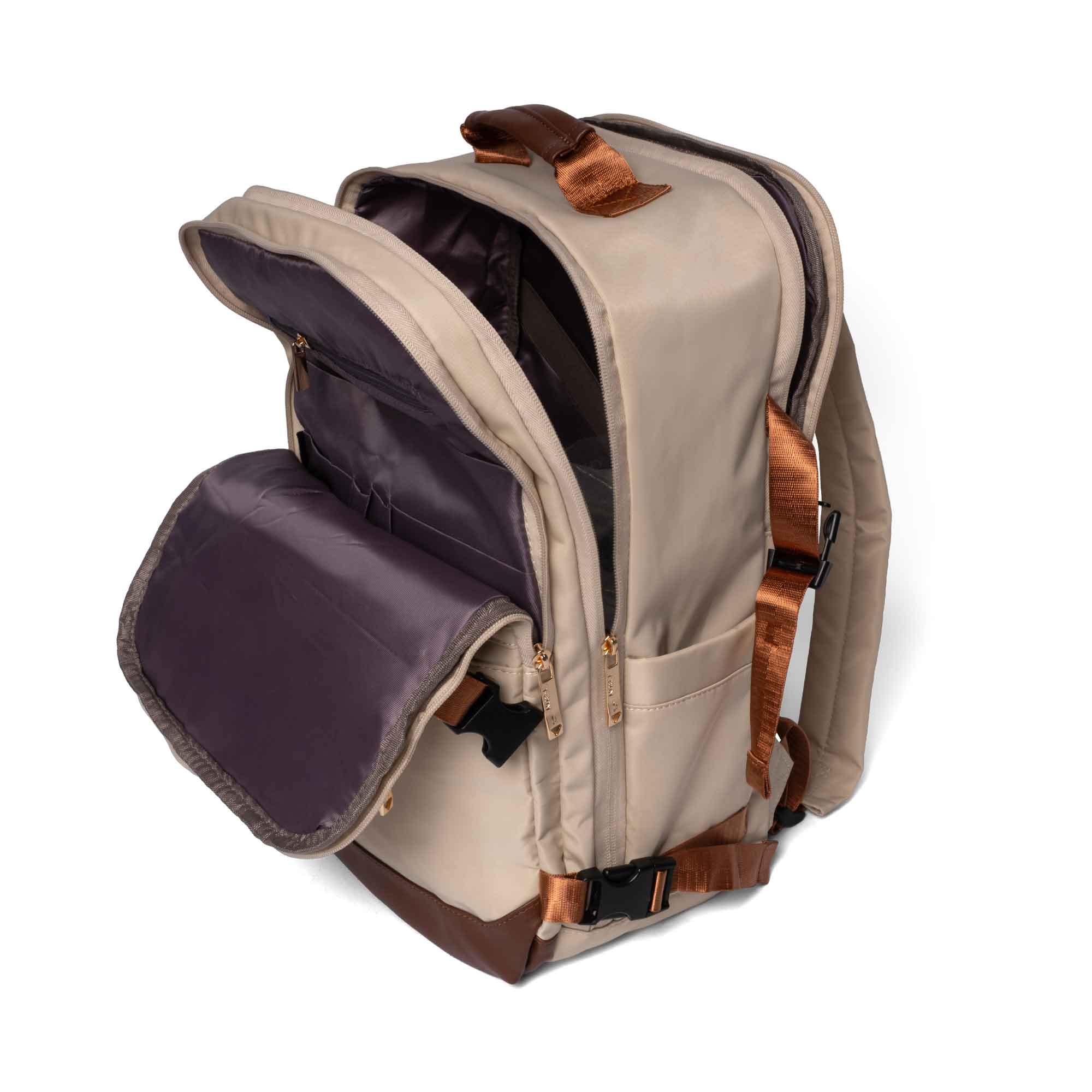 MOCHILA VIAJERA POTALAPTOP HALEY UNISEX H910 BEIGE - 5