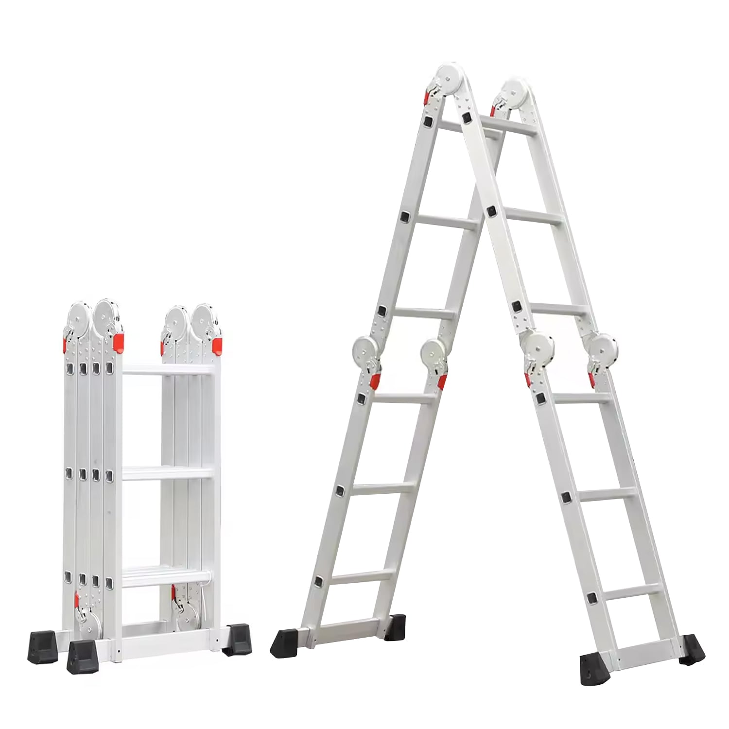 ESCALERA TELESCOPICA PLEGABLE 12 PASOS MULTIFUNCIONAL ALUMINIO - 1