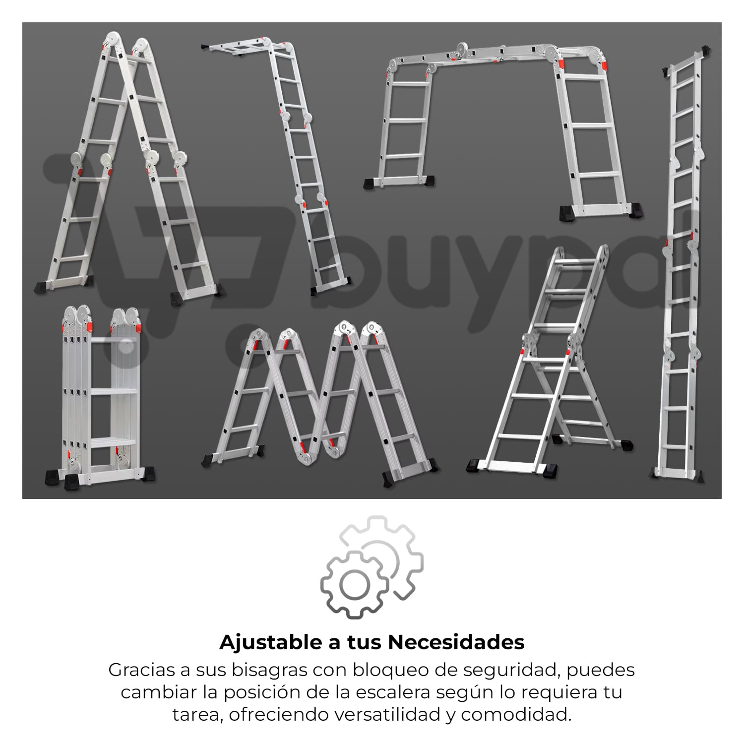 ESCALERA TELESCOPICA PLEGABLE 12 PASOS MULTIFUNCIONAL ALUMINIO - 2