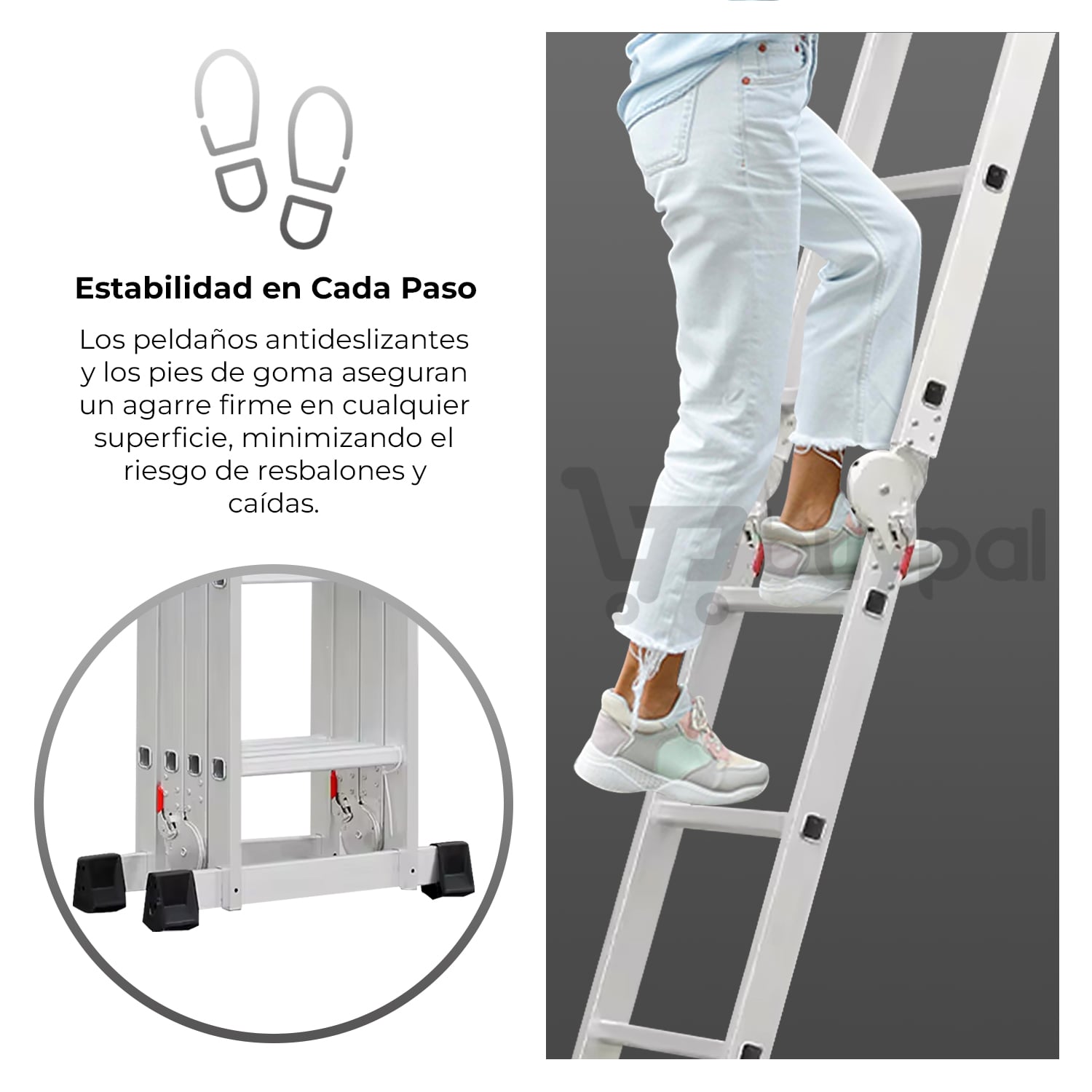 ESCALERA TELESCOPICA PLEGABLE 12 PASOS MULTIFUNCIONAL ALUMINIO - 5