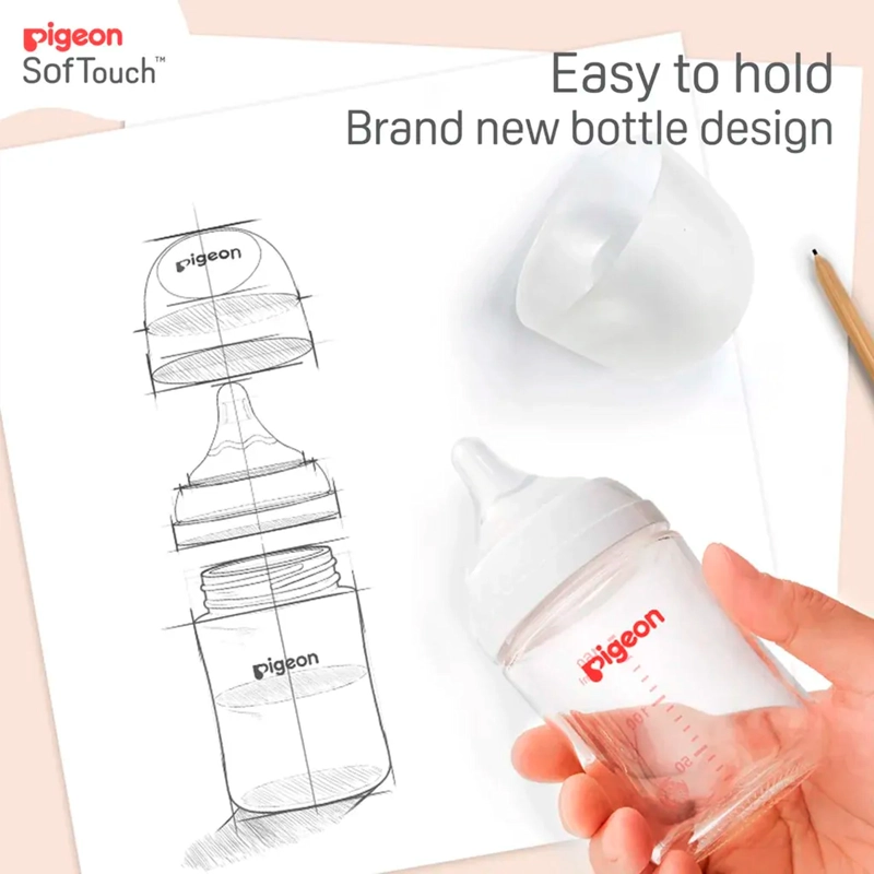 BIBERÓN PIGEON VIDRIO 160ML ANTICÓLICO Y LIBRE DE BPA - 6