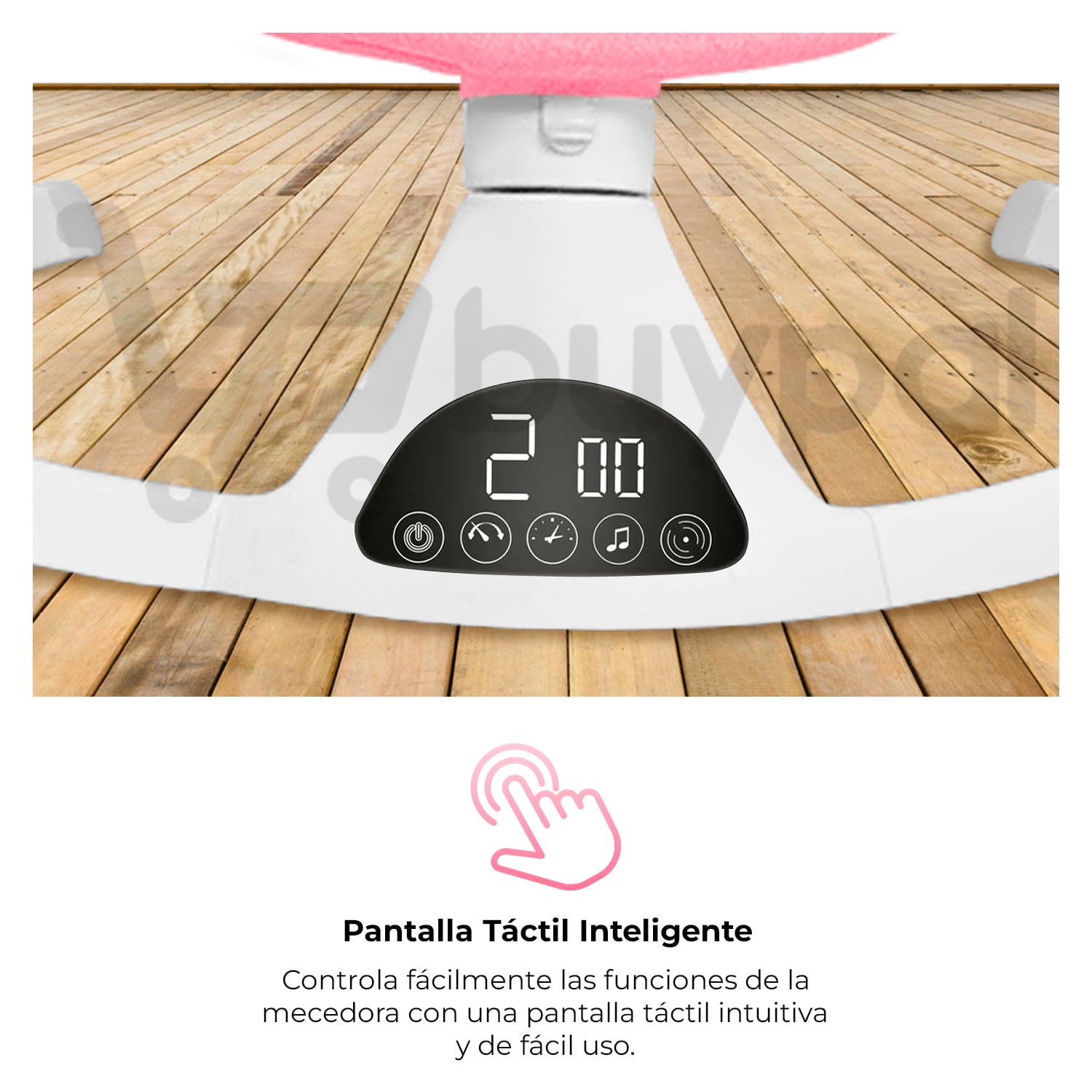 MECEDORA PARA BEBE AUTOMATICA BLUETOOTH CON MOSQUITERO GRIS - 5