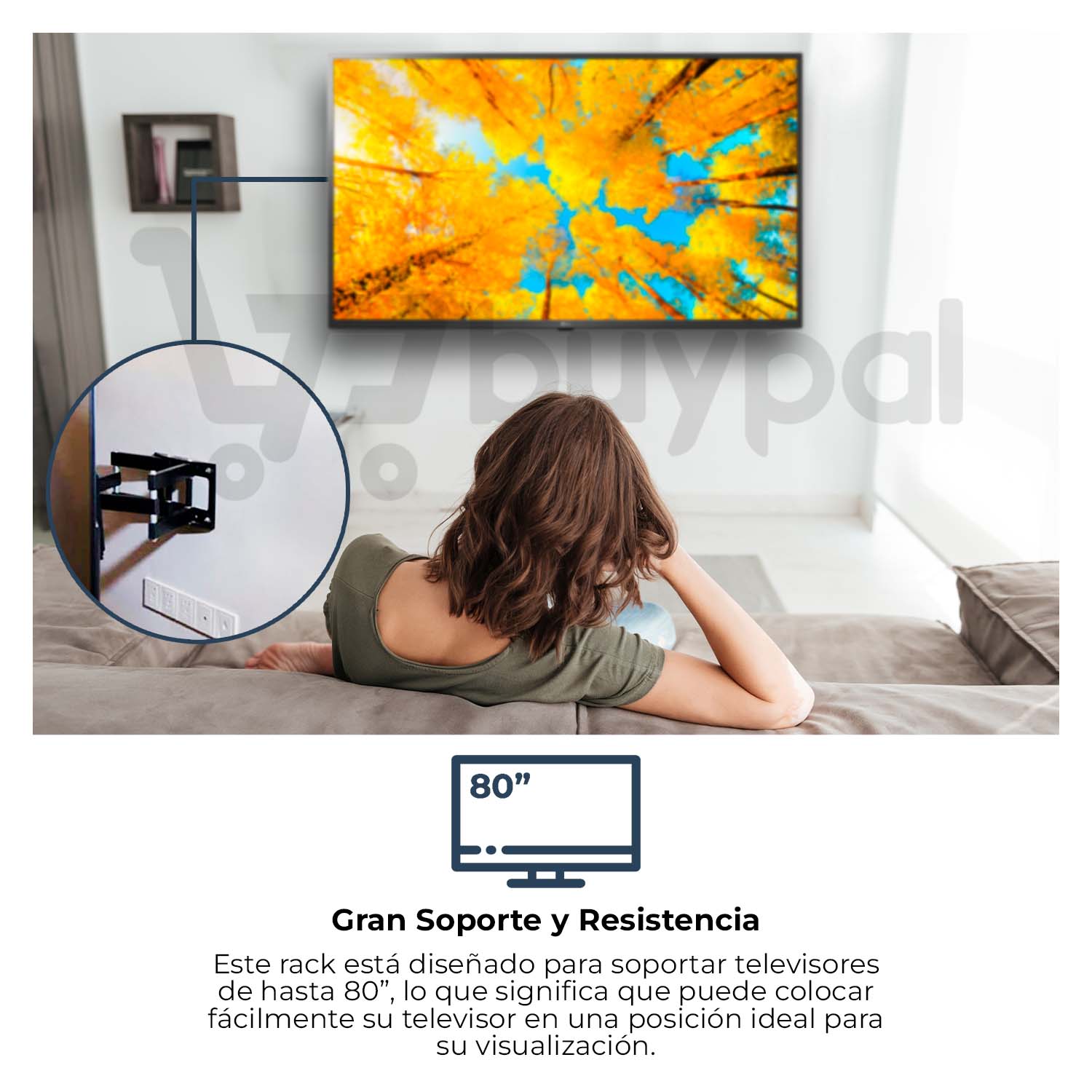 RACK TV 40 A 80 PULGADAS PARED TELEVISOR GIRATORIO AJUSTABLE - 2