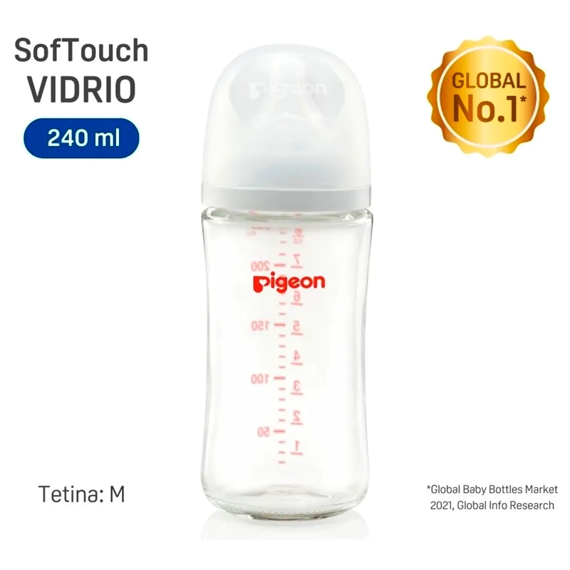 BIBERÓN PIGEON VIDRIO 240ML ANTICÓLICO Y LIBRE DE BPA - 2