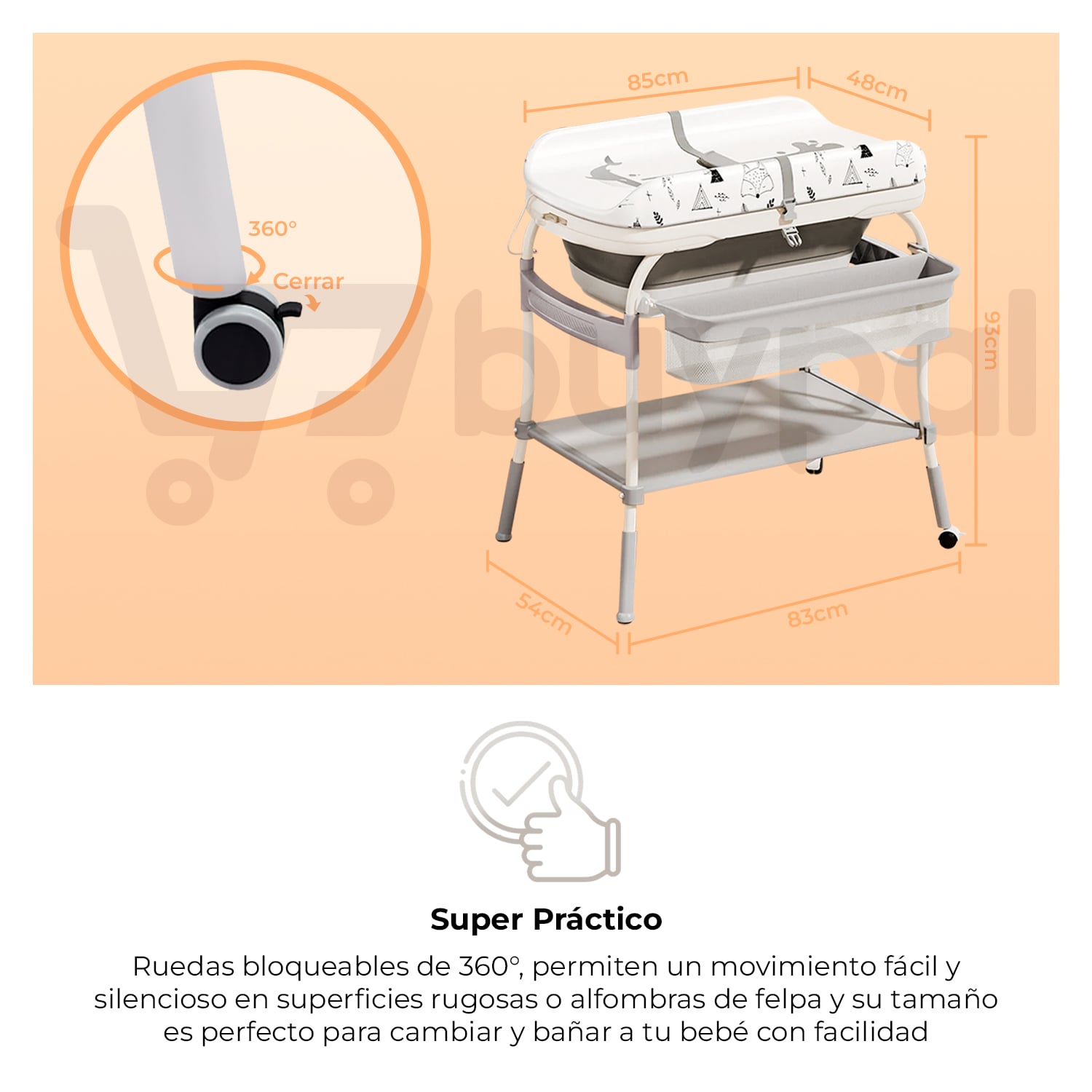 CAMBIADOR BAÑERA 2 EN 1 BEBE MULTIFUNCIONAL - 6