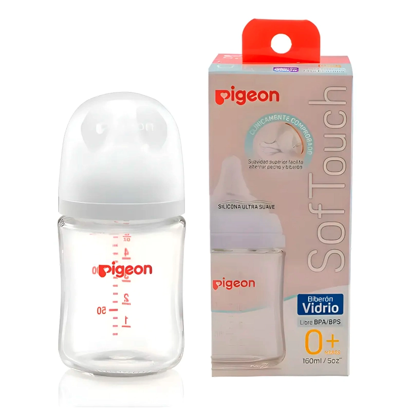 BIBERÓN PIGEON VIDRIO 160ML ANTICÓLICO Y LIBRE DE BPA - 1