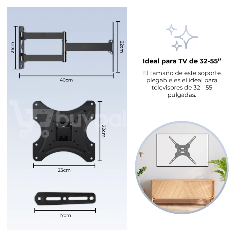 SOPORTE RACK PARED TELEVISOR 32-55 GIRATORIO AJUSTABLE - 2