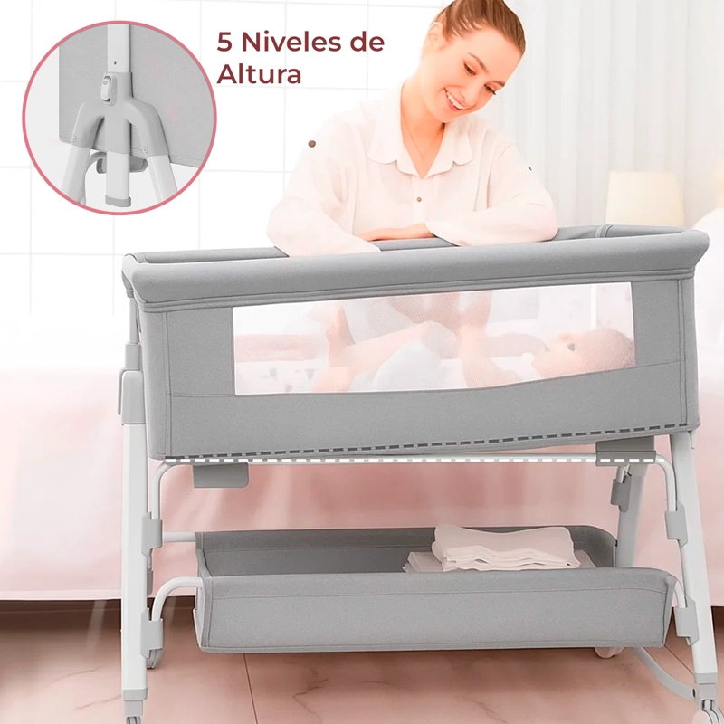 CUNA MECEDORA 4 EN 1 CON MOSQUITERO Y ALTURA AJUSTABLE. - 4