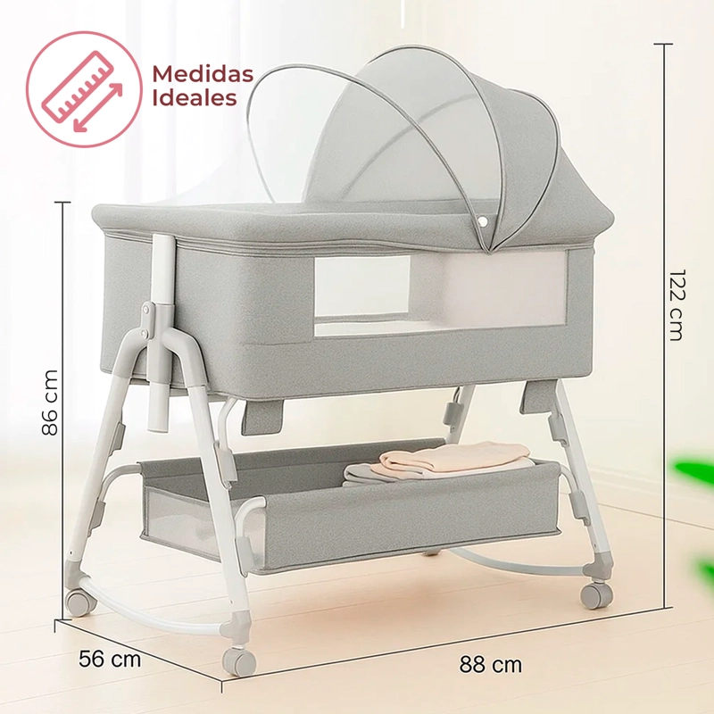 CUNA MECEDORA 4 EN 1 CON MOSQUITERO Y ALTURA AJUSTABLE. - 5