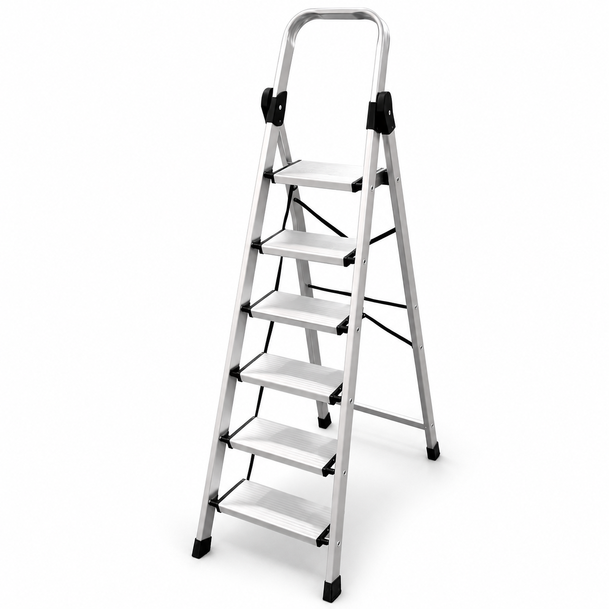 ESCALERA 6 PASOS PLEGABLE DE ALUMINIO ANTIDESLIZANTE - 1