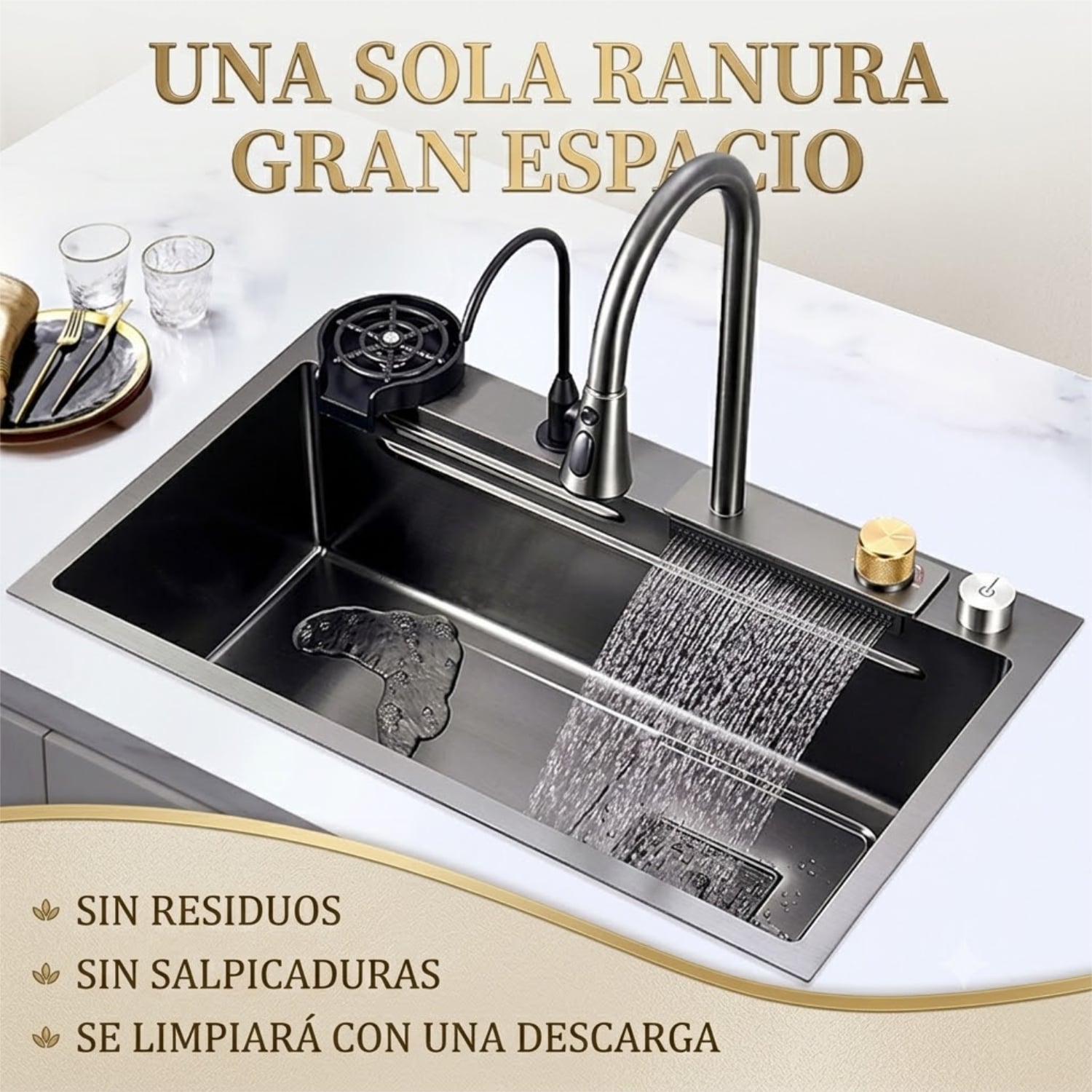 LAVADERO DE COCINA 1 POSA MULTIFUNCIONAL  ACERO INOXIDABLE V100 - 2