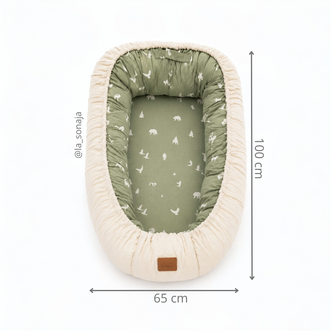 NIDO COLECHO BEBÉ LA SONAJA VERDE OLIVO Y BEIGE - 6