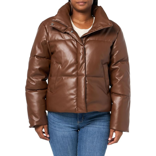 CASACA LEVI'S MUJER PUFFER CUERO - MARRON OSCURO - 1