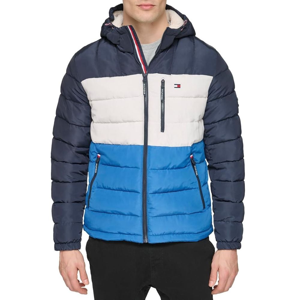 CASACA TOMMY HILFIGER SHERPA ACOLCHADA - TRICOLOR AZUL - 1