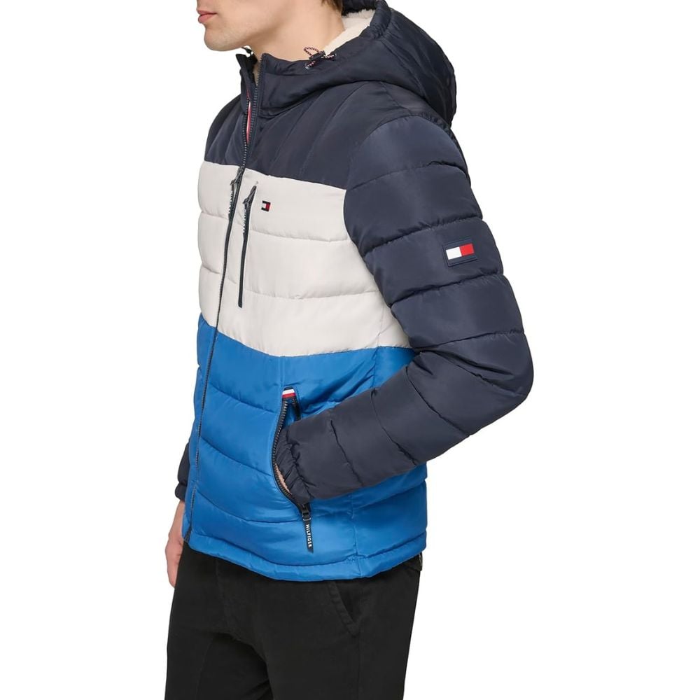 CASACA TOMMY HILFIGER SHERPA ACOLCHADA - TRICOLOR AZUL - 3