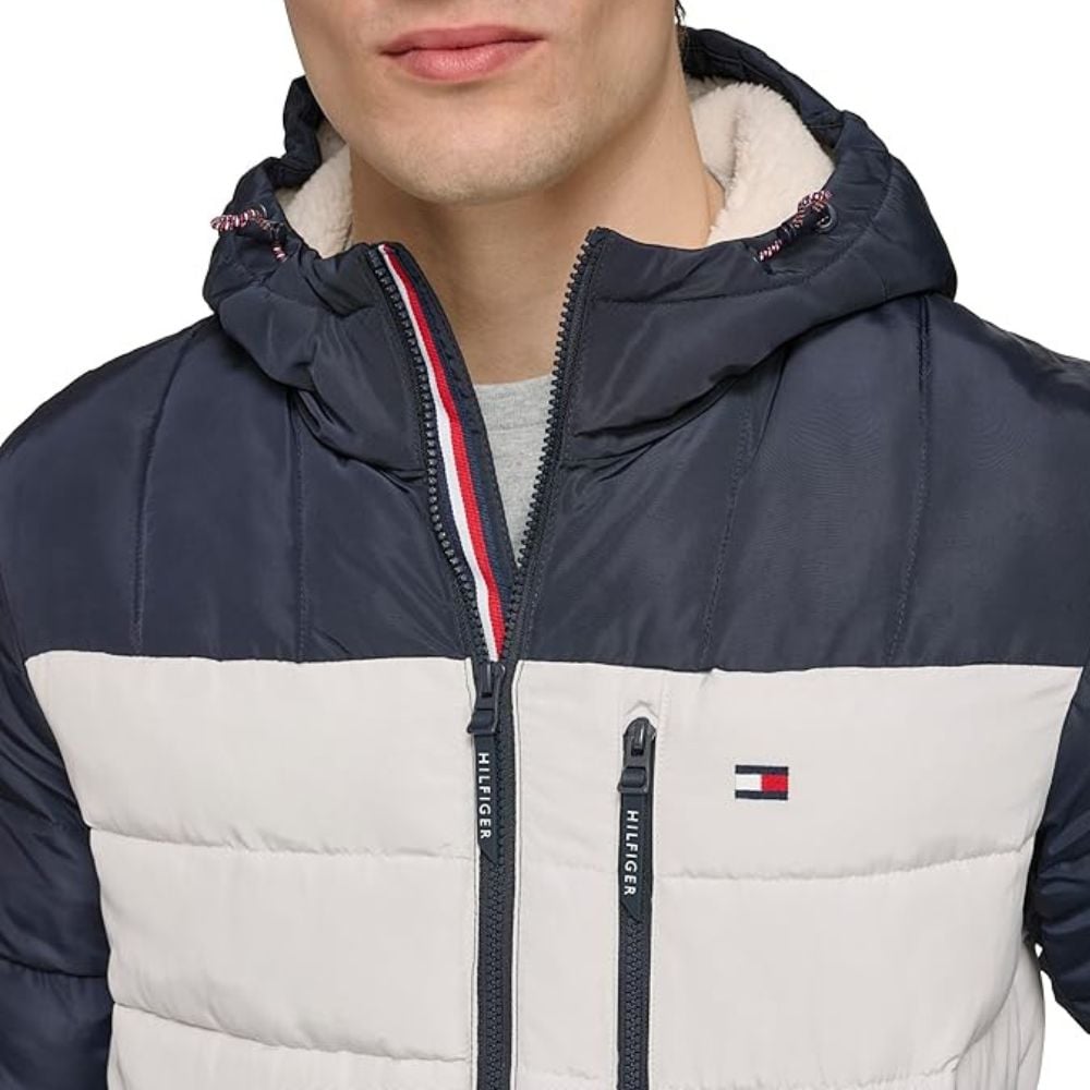 CASACA TOMMY HILFIGER SHERPA ACOLCHADA - TRICOLOR AZUL - 5