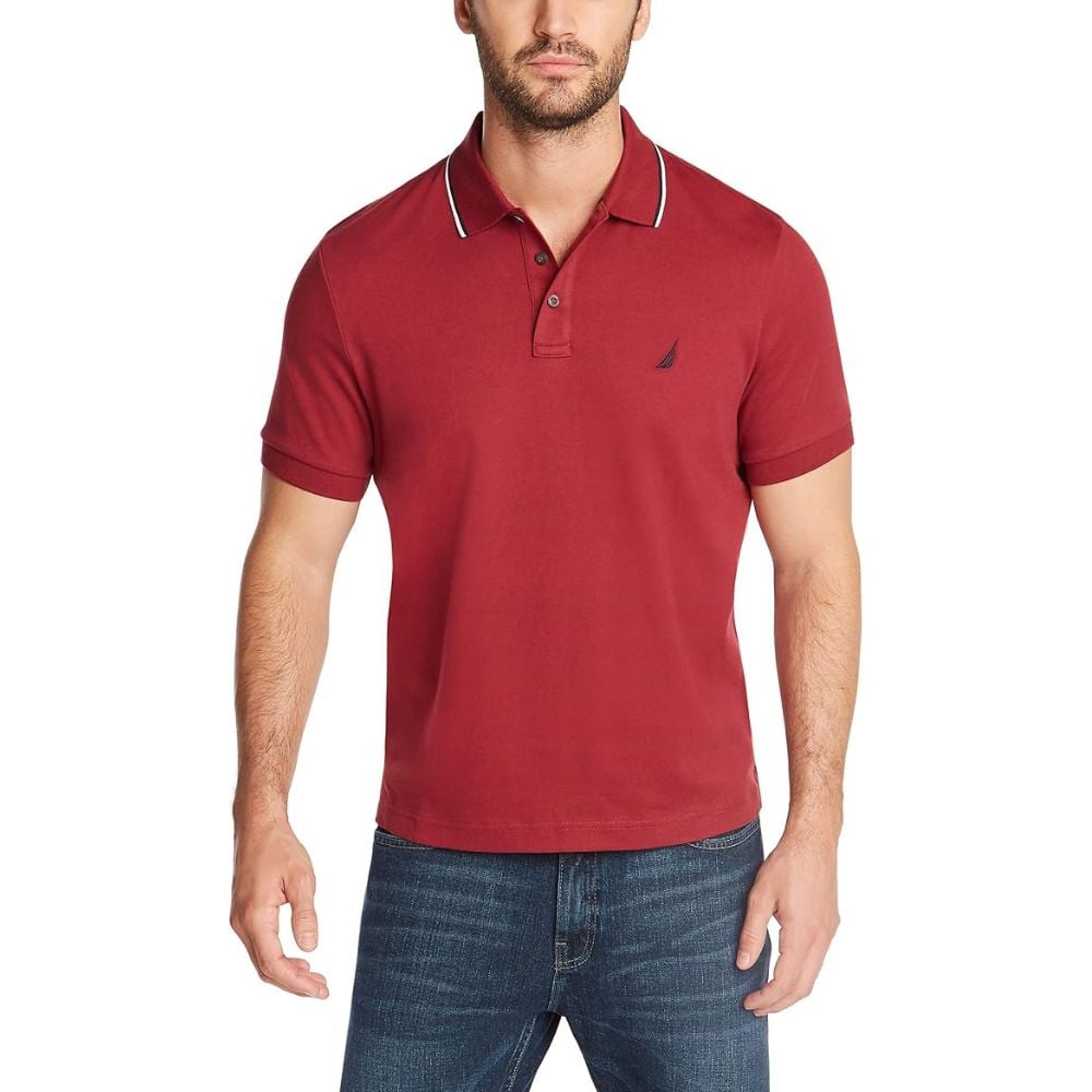 POLO NAUTICA CLASSIC FIT COLLAR - BURGUNDY - 1
