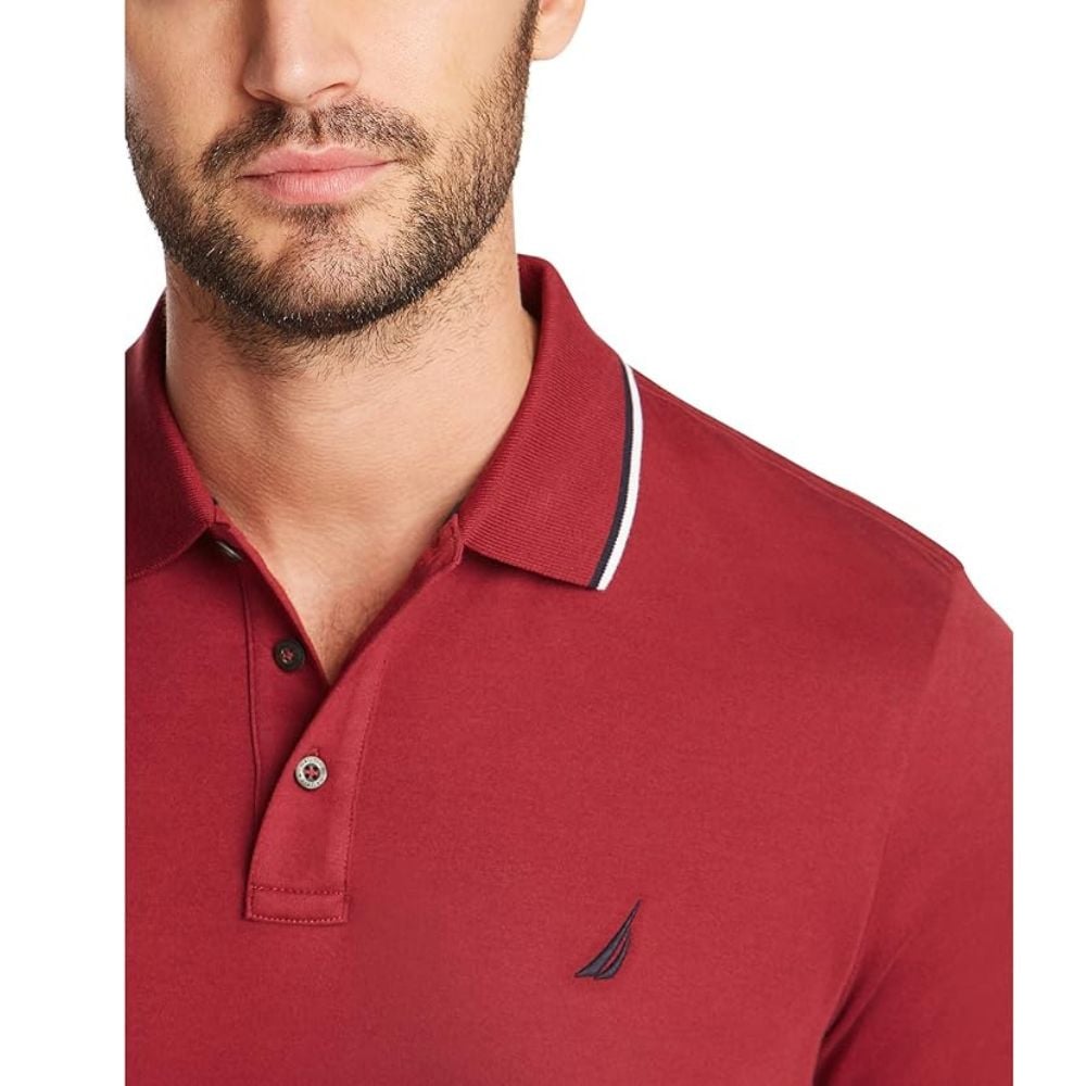 POLO NAUTICA CLASSIC FIT COLLAR - BURGUNDY - 4
