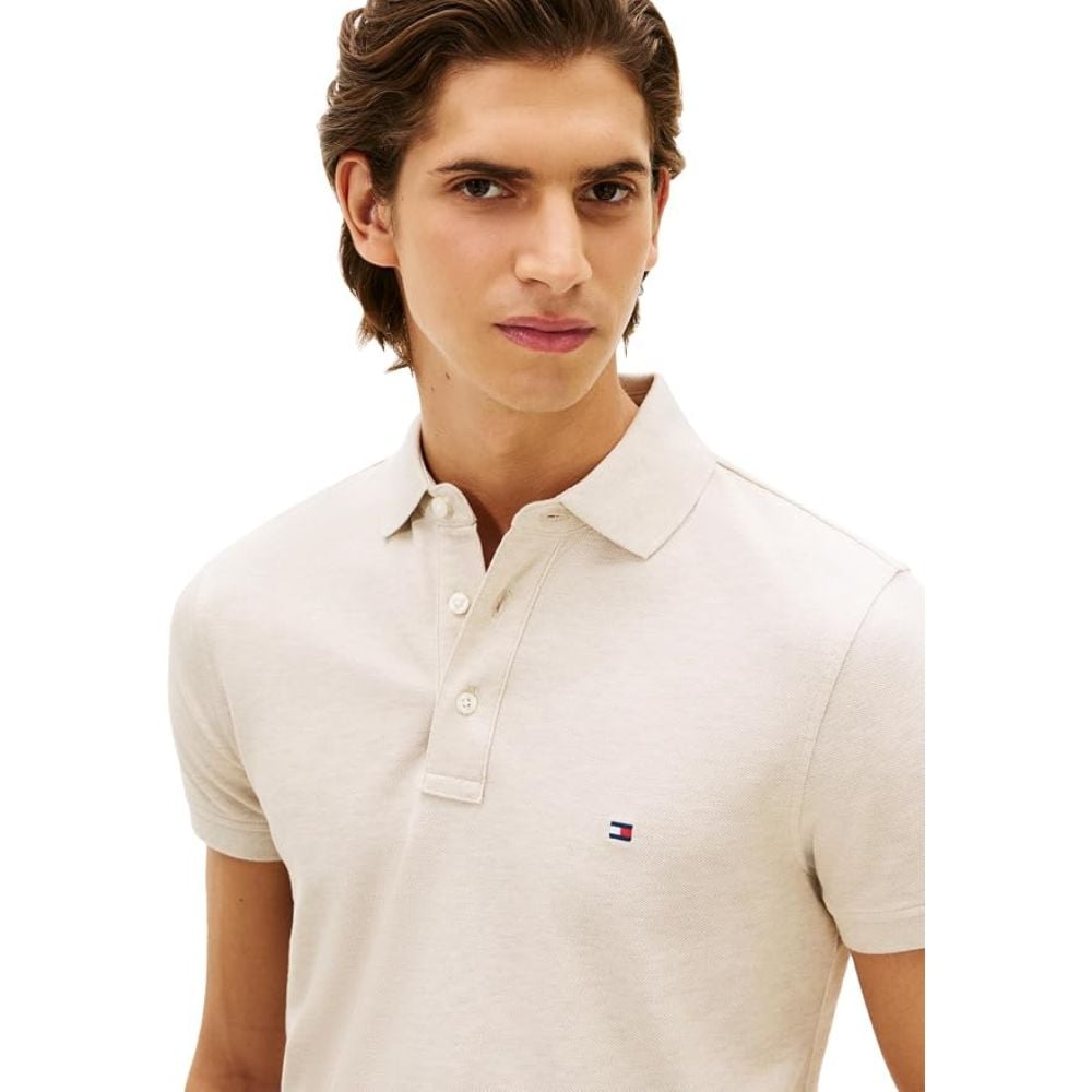 POLO TOMMY HILFIGER PIQUE SLIM FIT ALGODON - BEIGE - 4
