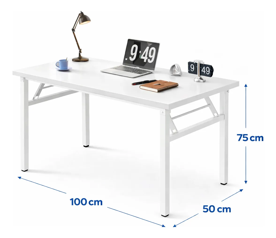 ESCRITORIO DE OFICINA CAPRE BLANCOPLEGABLE MESA MINIMALISTA COMPUTADORA MODERNO LAPTOP TRABAJO - 5