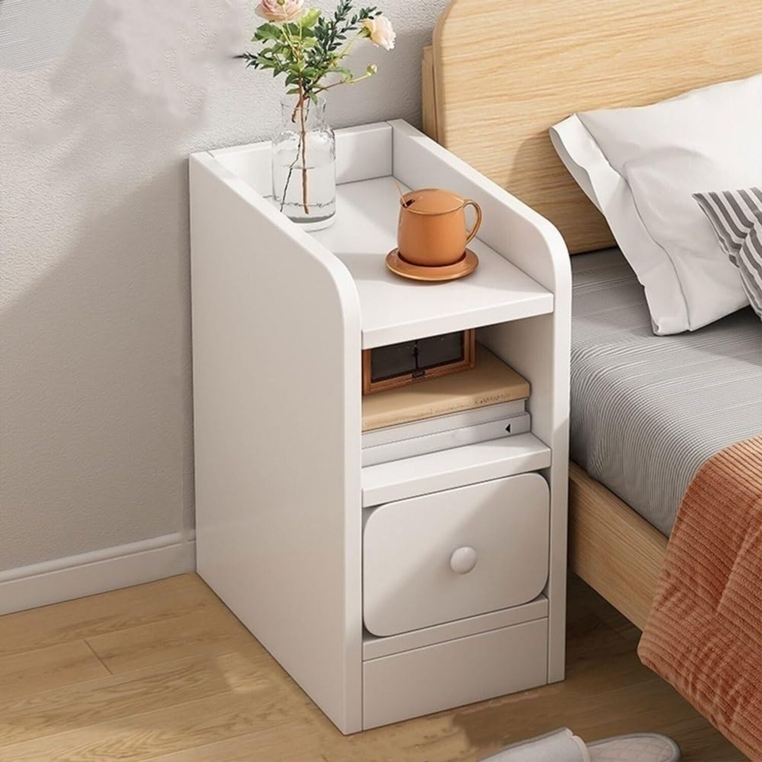 MESA DE NOCHE MODERLA MINIMALISTA PARA DORMITORIO VELADOR GABINETE - 1