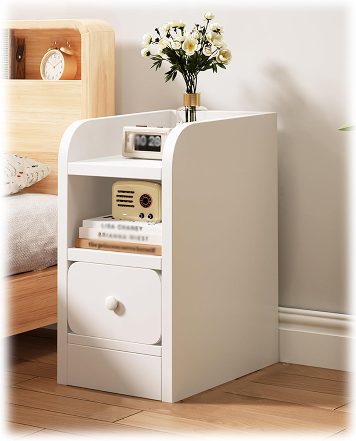 MESA DE NOCHE MODERLA MINIMALISTA PARA DORMITORIO VELADOR GABINETE - 3