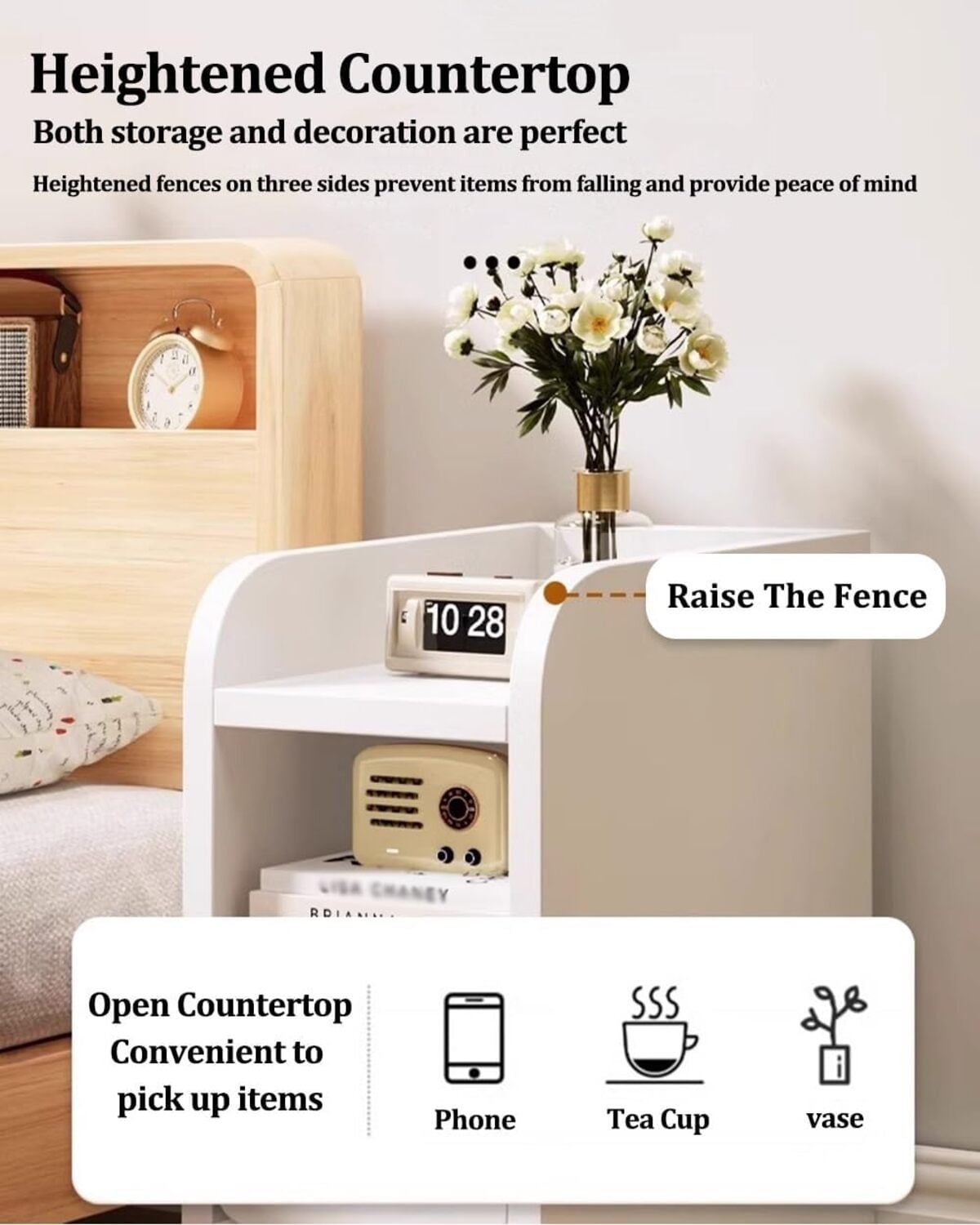 MESA DE NOCHE MODERLA MINIMALISTA PARA DORMITORIO VELADOR GABINETE - 4
