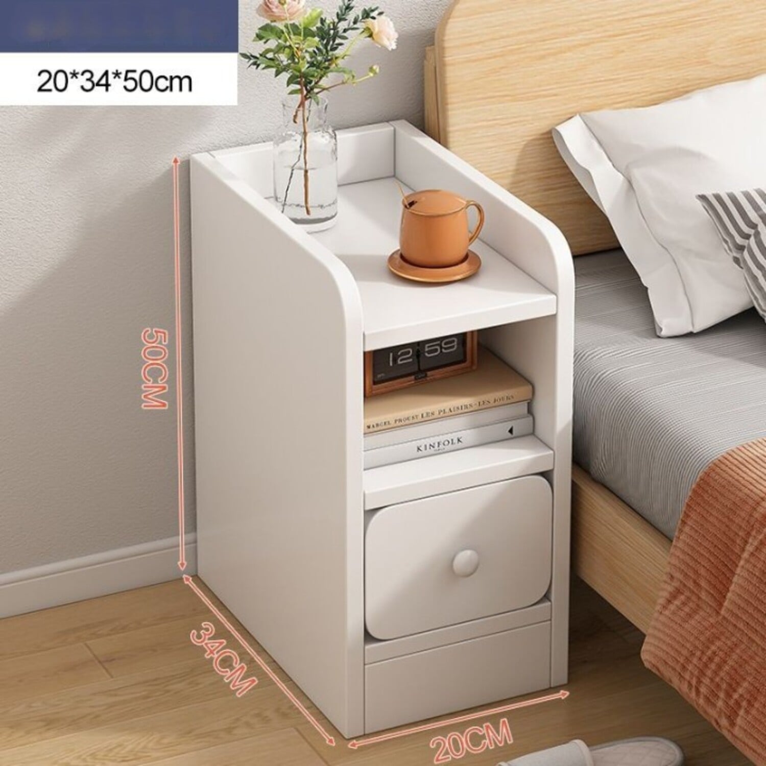 MESA DE NOCHE MODERLA MINIMALISTA PARA DORMITORIO VELADOR GABINETE - 5