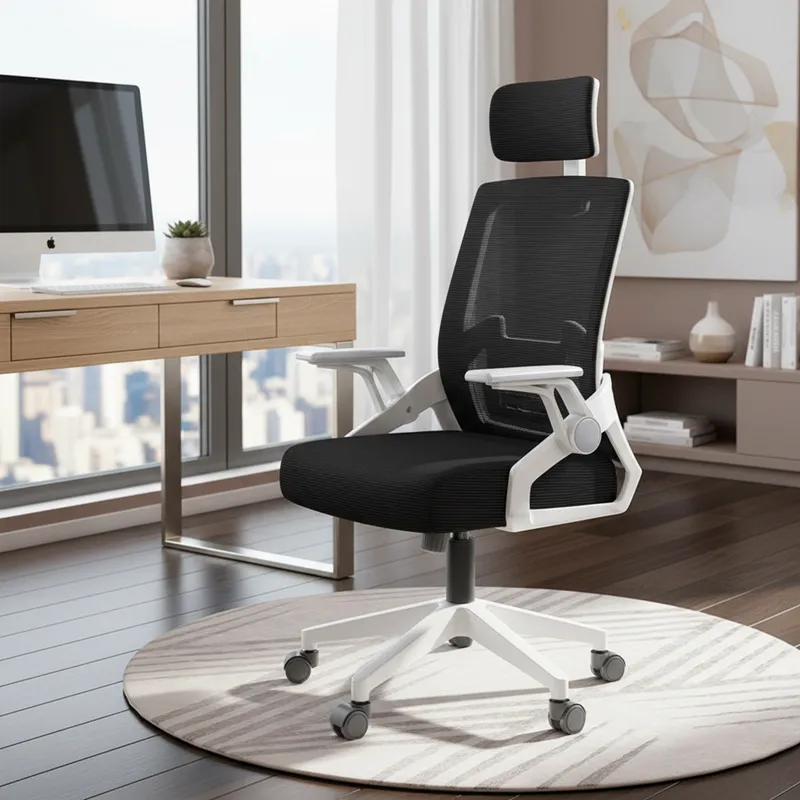 SILLA ERGONOMICA ESCRITORIO OFICINA GIRATORIA SOPORTE LUMBAR - NEGRO - 2