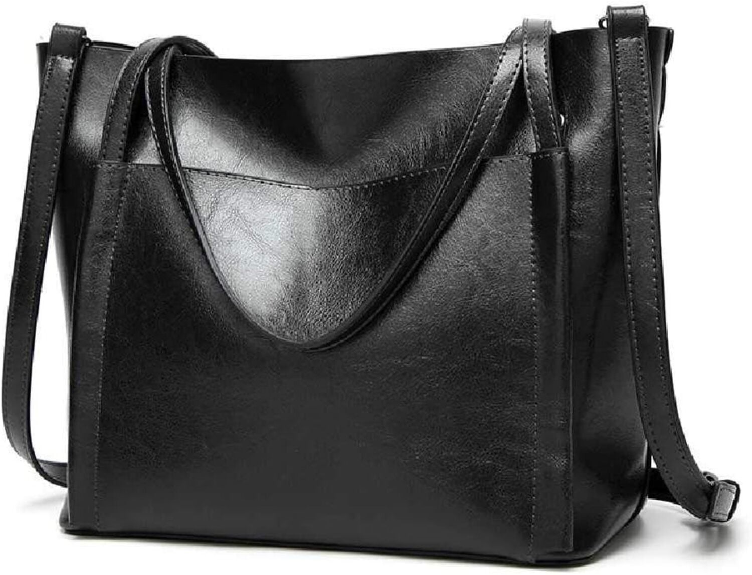 BOLSO ELEGANTE DE LUJO PARA DAMA MODERNO PORTATIL CARTERA CUERO - NEGRO - 1