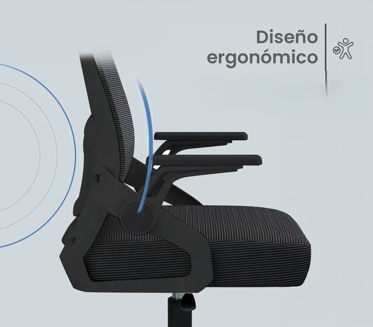 SILLA ERGONÓMICA ESCRITORIO OFICINA GIRATORIOA SOPORTE LUMBAR NEGRA - 2