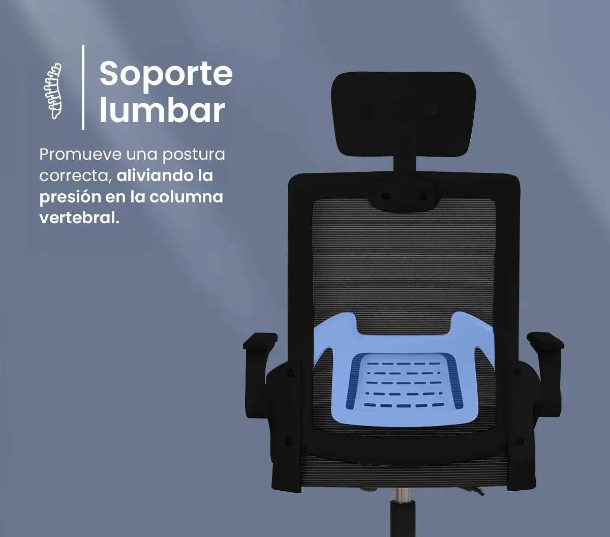 SILLA ERGONÓMICA ESCRITORIO OFICINA GIRATORIOA SOPORTE LUMBAR NEGRA - 3