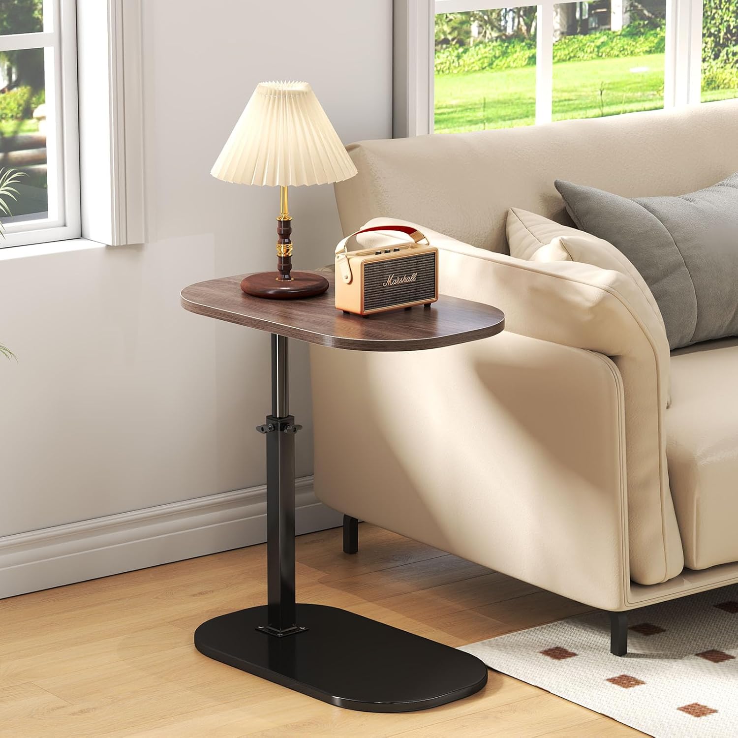 MESA AUXILIAR FORMA DE C ALTURA AJUSTABLE GIRATORIA 360° MODERNA REGULABLE - 3