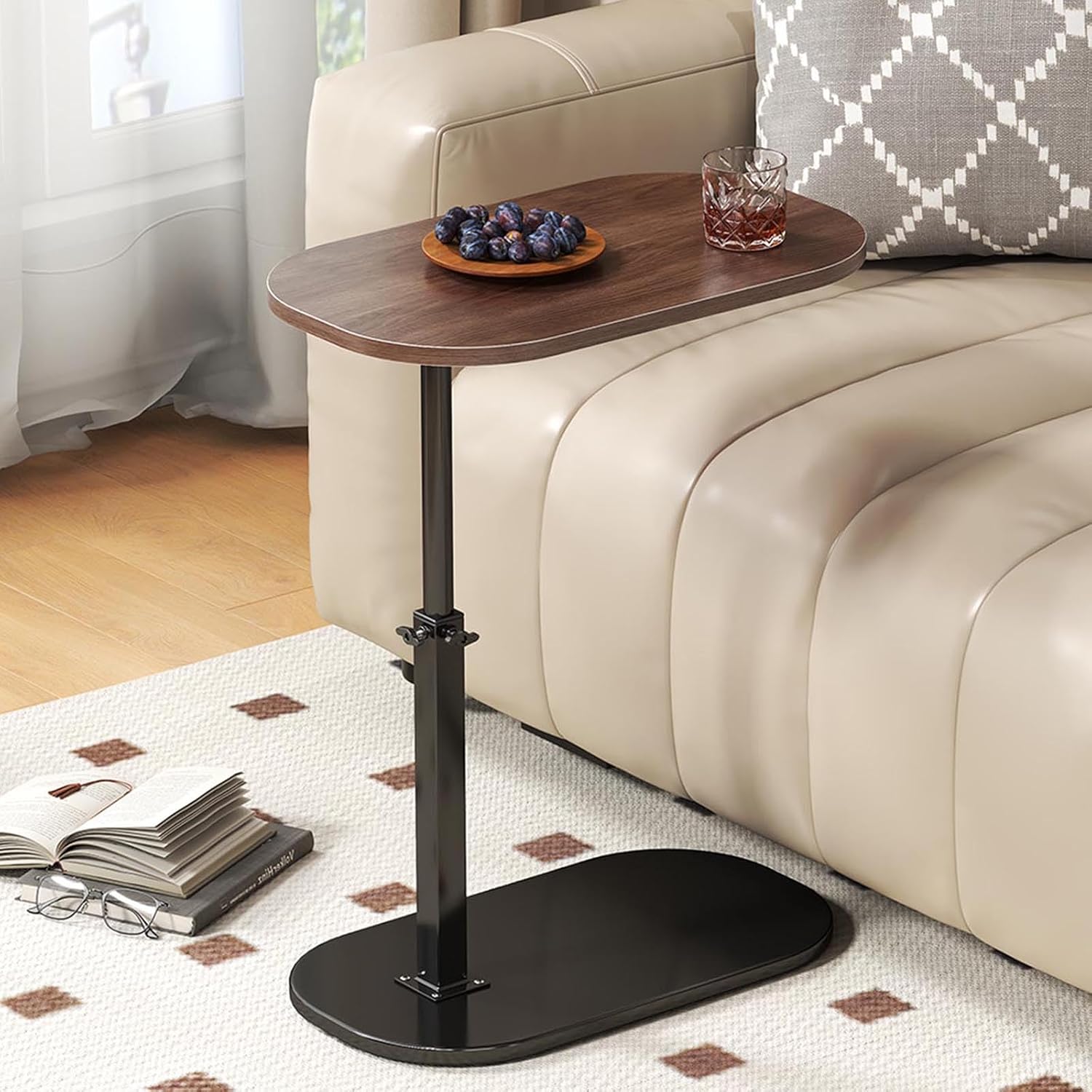 MESA AUXILIAR FORMA DE C ALTURA AJUSTABLE GIRATORIA 360° MODERNA REGULABLE - 5