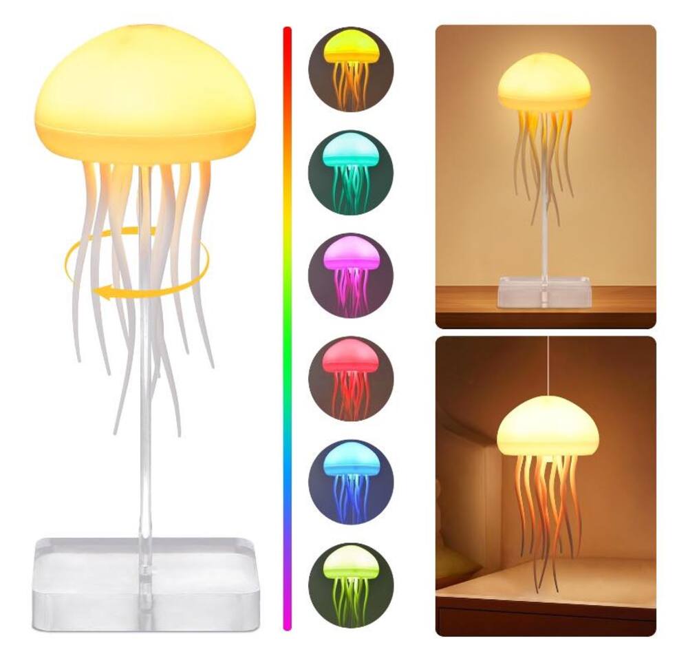 LÁMPARA MEDUSA INTELIGENTE RGB CON BASE TRANSPARENTE LUZ AMBIENTAL NOCTURNA RECARGABLE USB - 3