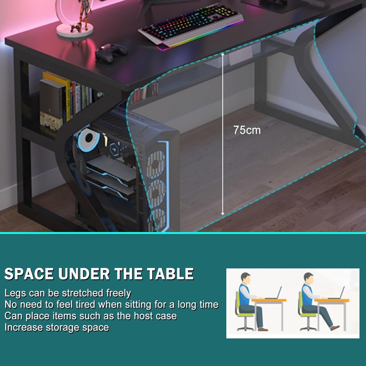 ESCRITORIO PARA COMPUTADORA MODERNO GAMER OFICINA 120CM - 5