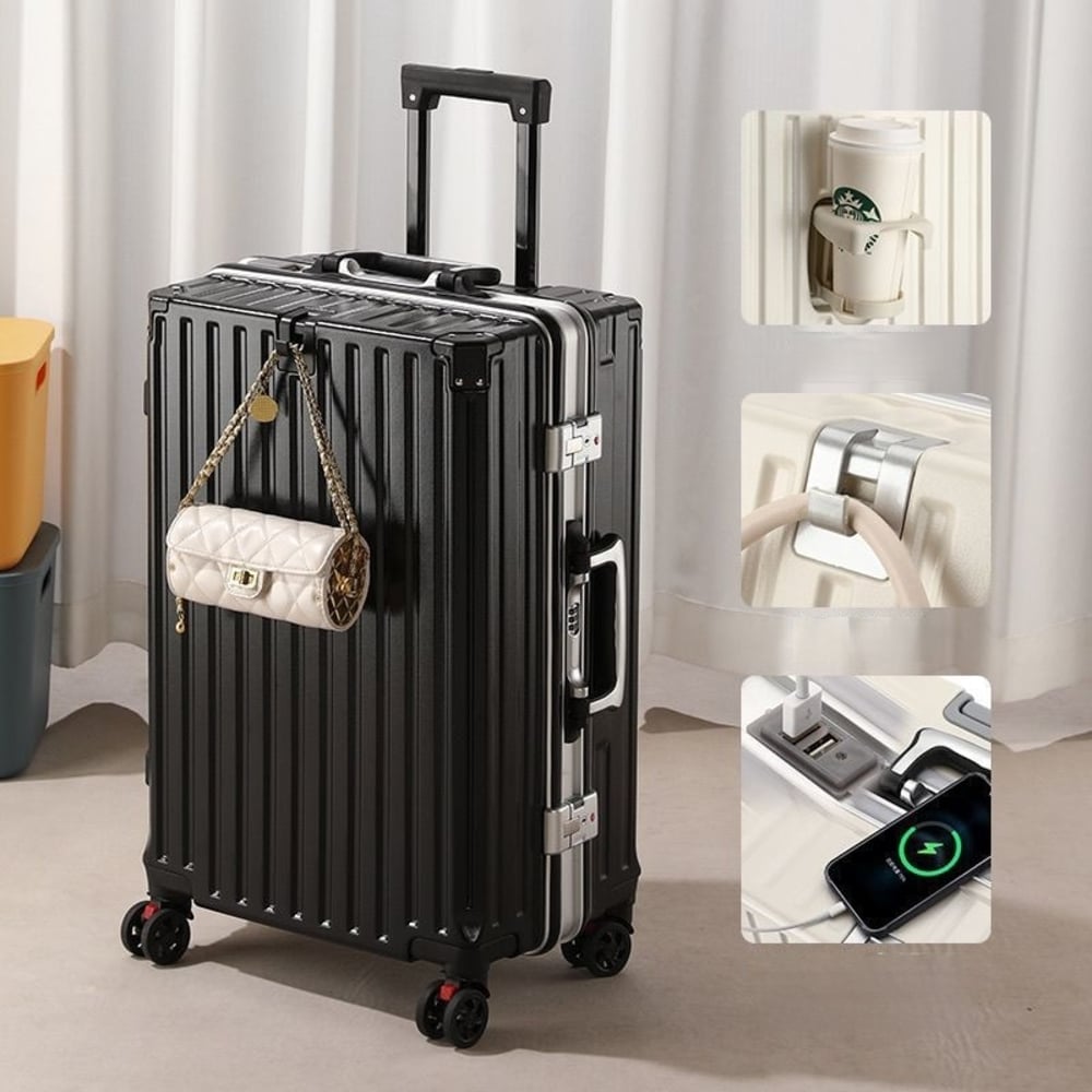 MALETA DE VIAJE RÍGIDA 20 PULGADAS – EQUIPAJE DE MANO ABS+PC CON RUEDAS 360° CERRADURA DE COMBINACIÓN Y PUERTO USB - 4