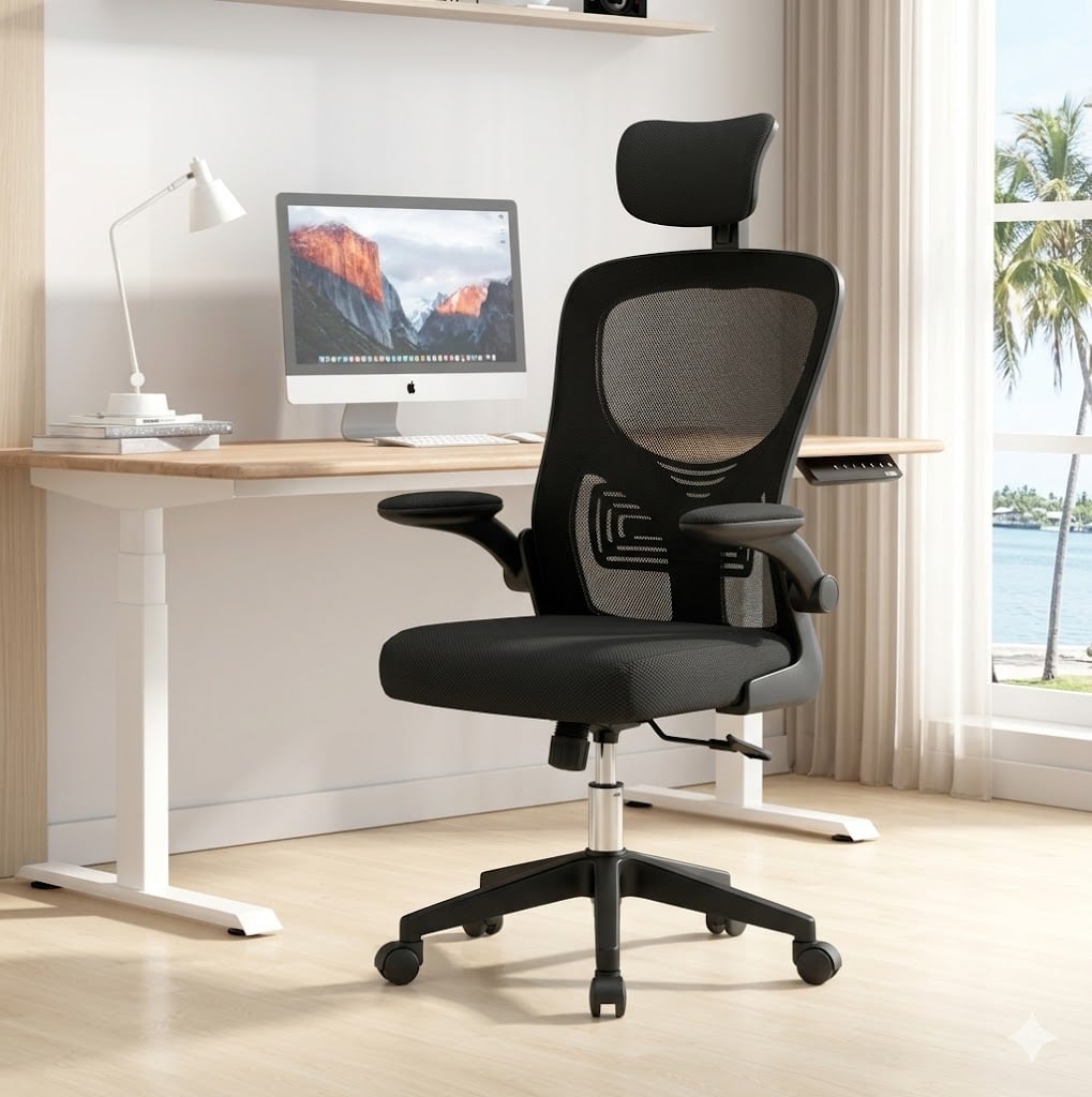 SILLA ERGONÓMICA PARA OFICINA ESCRITORIO SOPORTE LUMBAR AJUSTABLE GIRATORIA - 2