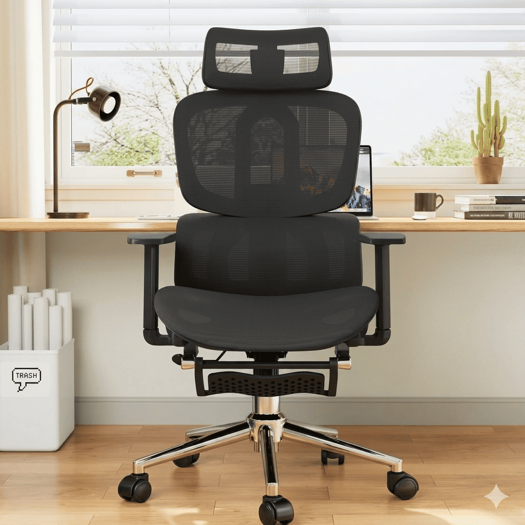 SILLA ERGONÓMICA RECLINABLE PARA OFICINA CON SOPORTE LUMBAR Y REPOSACABEZAS AJUSTABLE - 3