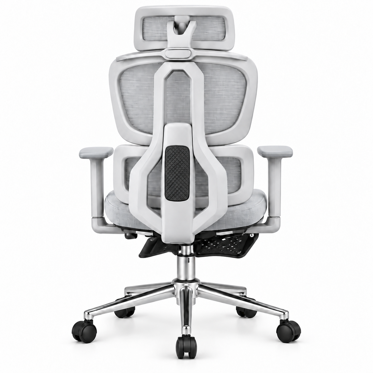 SILLA ERGONÓMICA RECLINABLE PARA OFICINA CON SOPORTE LUMBAR Y REPOSACABEZAS AJUSTABLE GRIS - 1