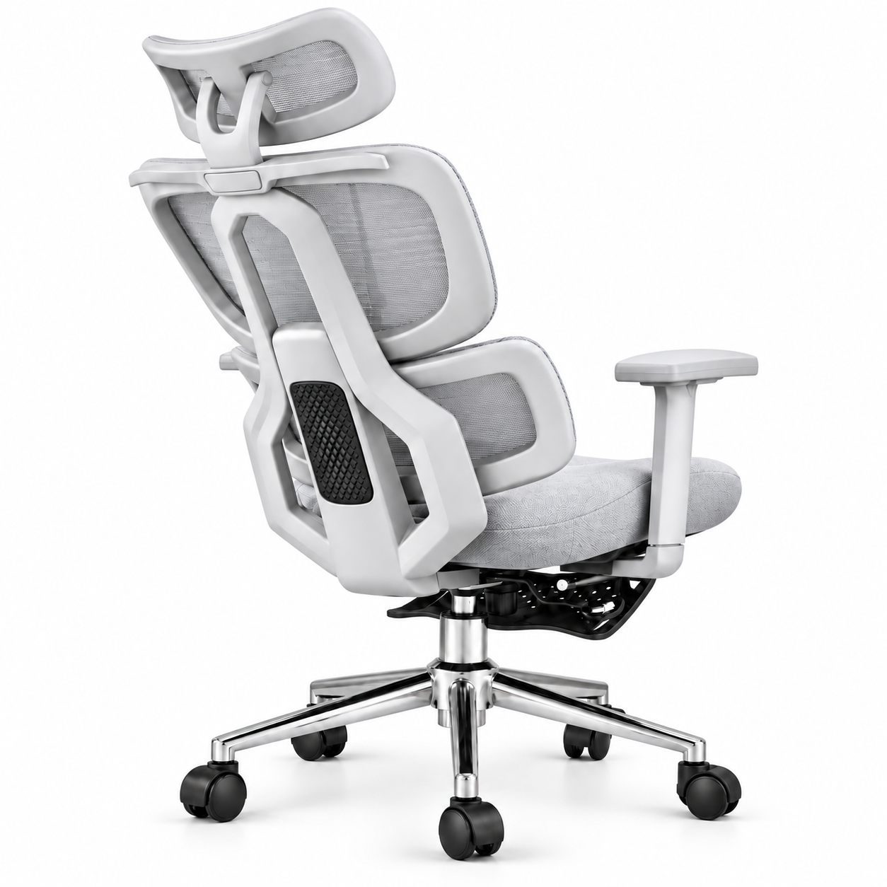 SILLA ERGONÓMICA RECLINABLE PARA OFICINA CON SOPORTE LUMBAR Y REPOSACABEZAS AJUSTABLE GRIS - 2