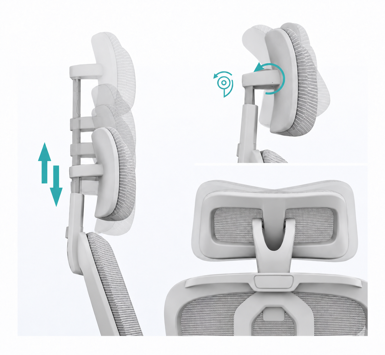 SILLA ERGONÓMICA RECLINABLE PARA OFICINA CON SOPORTE LUMBAR Y REPOSACABEZAS AJUSTABLE GRIS - 6