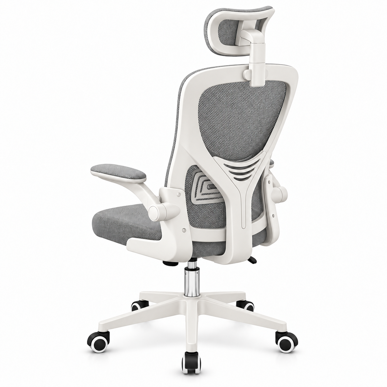 SILLA ERGONÓMICA PARA OFICINA ESCRITORIO REPOSACABEZAS SOPORTE LUMBAR AJUSTABLE GIRATORIA - BLANCO - 1
