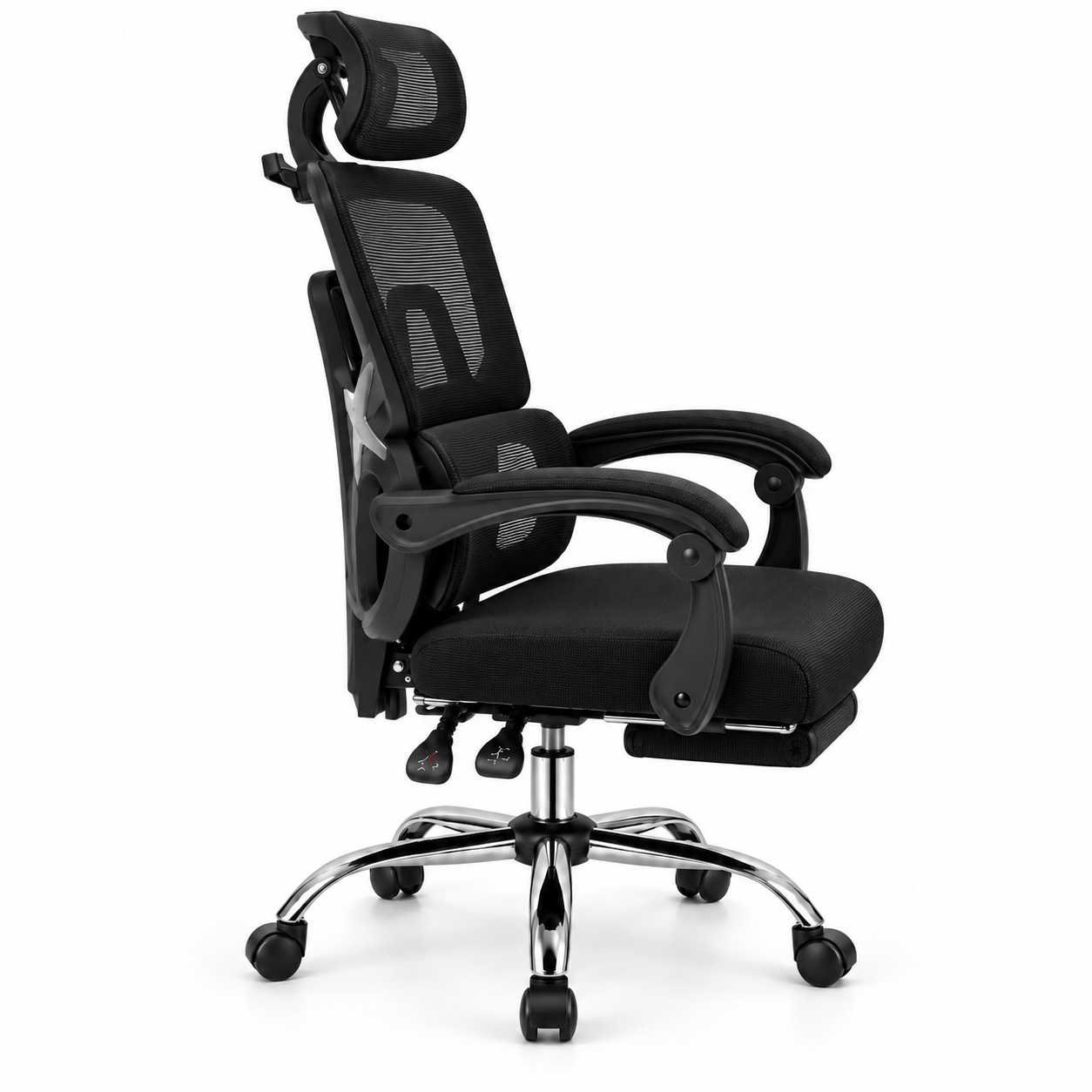 SILLA ERGONOMICA DE ESCRITORIO OFICINA MALLA T30 PRO CONFORT LUMBAR ADAPTATIVO Y RECLINABLE - NEGRO - 3