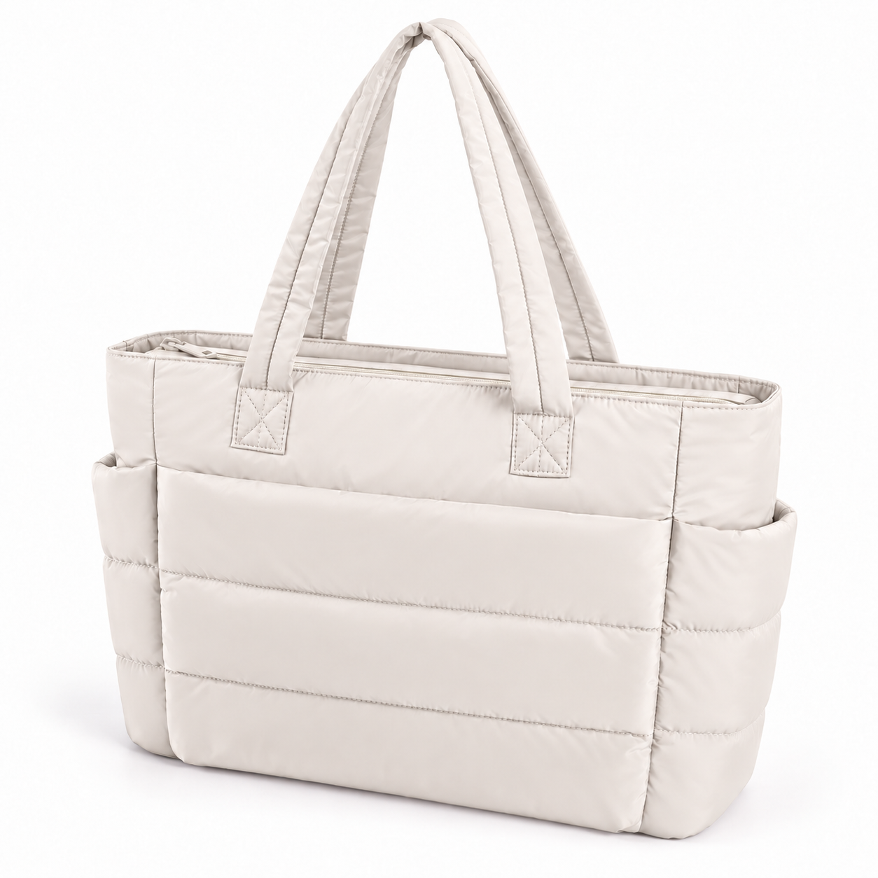 BOLSO TOTE ACOLCHADO PARA MUJER PORTA LAPTOP CON CIERRE CARTERA PUFFER - 1