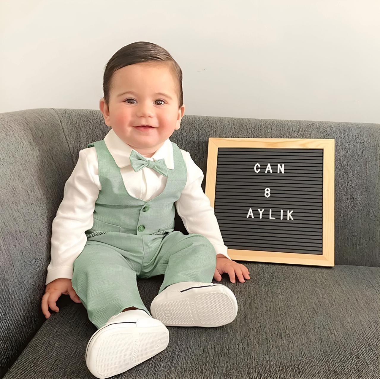 CONJUNTO PANTALÓN Y CHALECO VERDE OLIVO NIÑO BEBE - 1