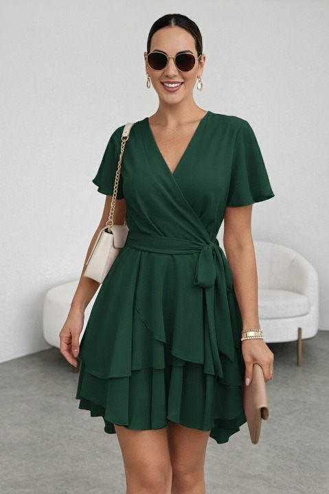 VESTIDO GASA VERDE CON LAZO - 1