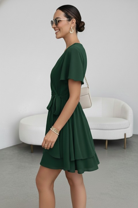 VESTIDO GASA VERDE CON LAZO - 3