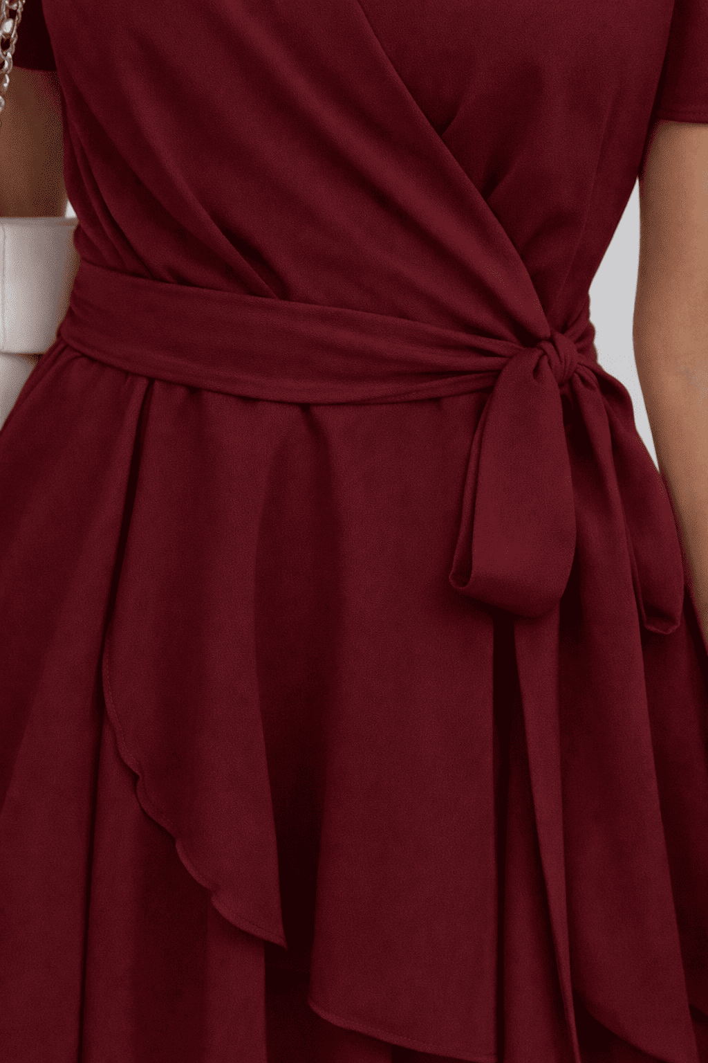 VESTIDO GASA VINO CON LAZO - 2