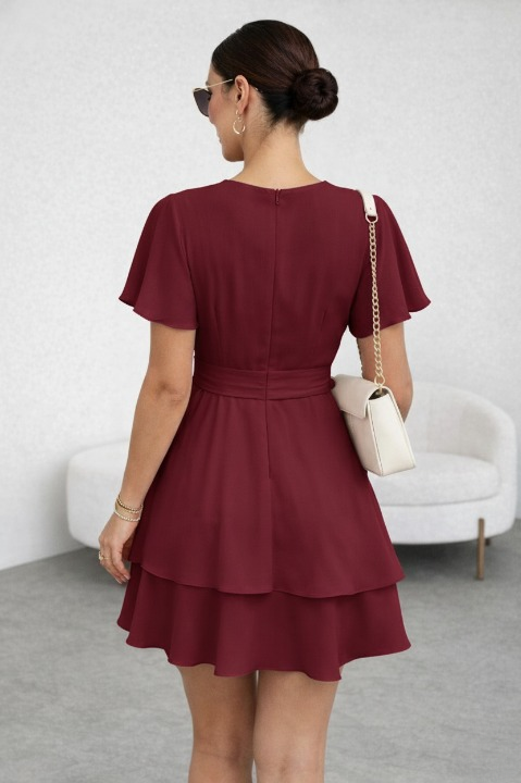 VESTIDO GASA VINO CON LAZO - 4